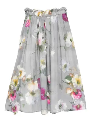 Миди-юбка с цветочным принтом и сборками