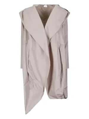 Тренч асимметричного кроя с капюшоном