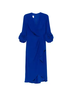 Миди-платье с цветочным принтом и воланами