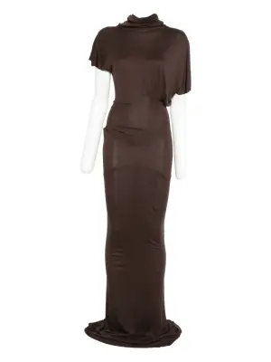 Макси-платье с драпировкой и вырезом "качелька"