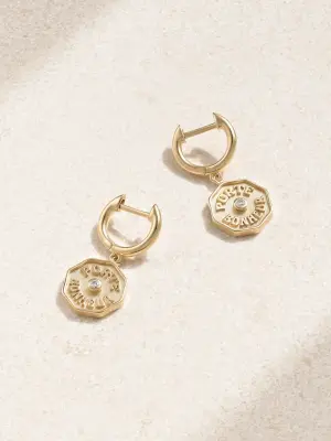 Серьги-кольца Wee Porte Bonheur из золота 14 карат с бриллиантами