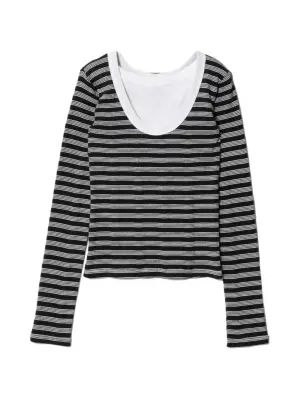 Полосатая футболка Miller с двойной передней частью