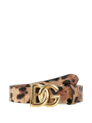 Ремень с леопардовым принтом и логотипом DG