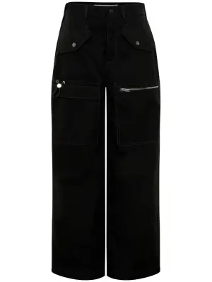 Multi-pocket straight-leg trousers