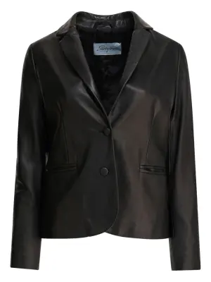 Кожаный пиджак на пуговицах