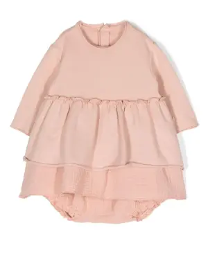 Платье с круглым вырезом и оборками