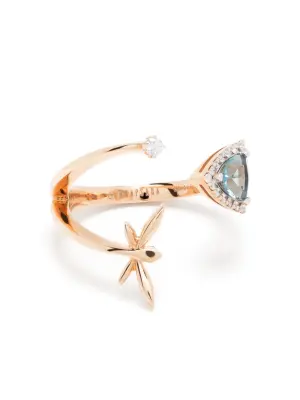 Кольцо Micro Trinity из розового золота с бриллиантами и топазом