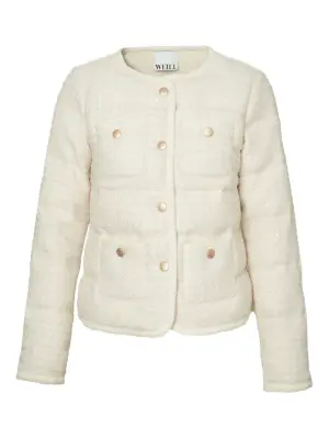 Пуховая твидовая куртка