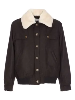 Куртка на пуговицах с воротником из овчины