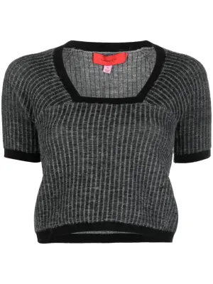 Укороченная футболка Amoretto в рубчик