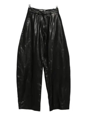 Кожаные брюки широкого кроя