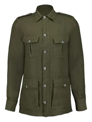 Льняная рубашка с карманами карго