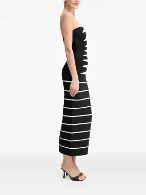 Полосатое платье миди без бретелей