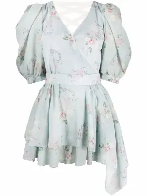 Платье с завязками и цветочным принтом