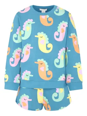 Комплект из топа и шортов с принтом