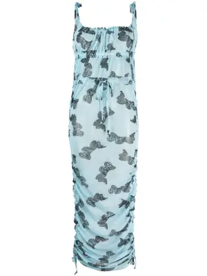 Сетчатое платье с графичным принтом