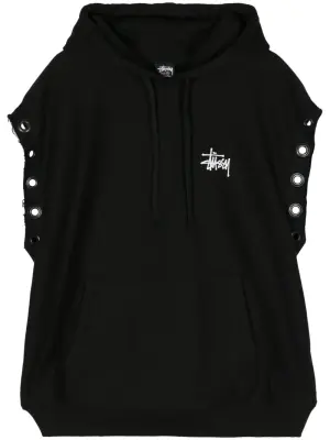 X Stussy logo-print sleeveless hoodie