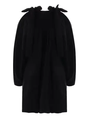 плиссированное платье с объемными рукавами