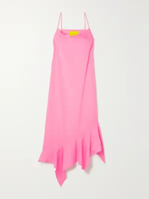 Асимметричное миди-платье с оборками из TENCEL