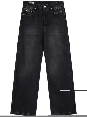 Широкие джинсы с эффектом потертости