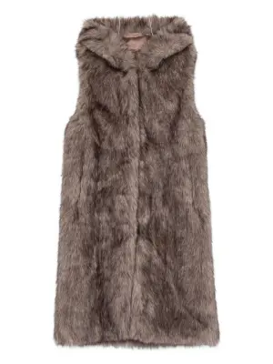 Жилет с капюшоном из искусственного меха