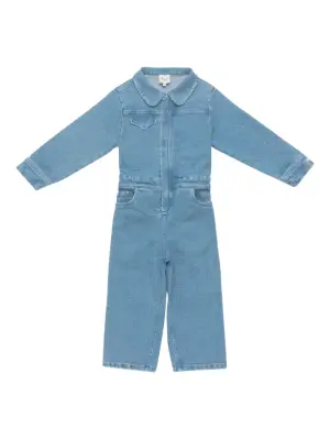Джинсовый комбинезон с принтом