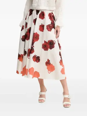 Юбка миди со складками и цветочным принтом