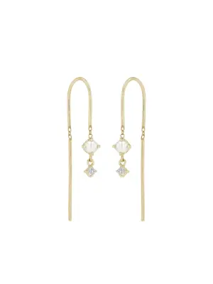 Серьги Wire из желтого золота с жемчугом и бриллиантами