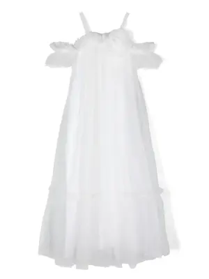 Платье из тюля с цветочной аппликацией