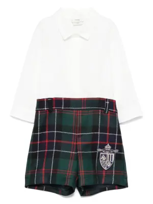 комплект из рубашки и шортов в клетку тартан
