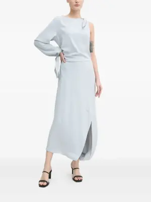 Платье на одно плечо с завязками