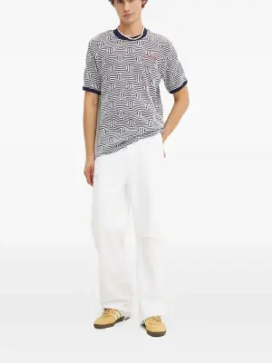 Джинсы с эффектом потертости и логотипом