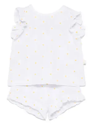 Комплект из топа и шортов с цветочной вышивкой