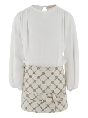 платье мини с геометричным принтом и бантом