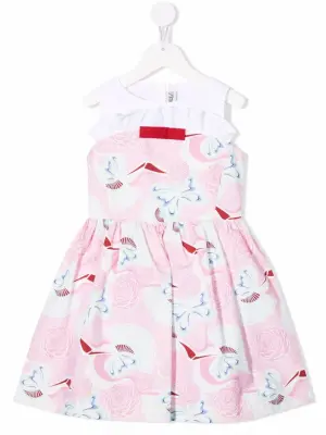 Платье миди с оборками и принтом