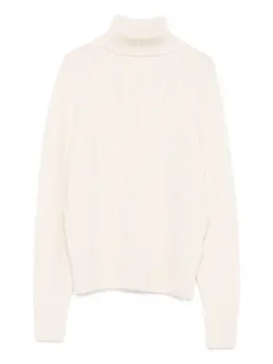 Свитер фактурной вязки с высоким воротником