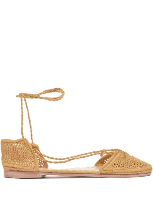 Балетки из рафии на шнуровке