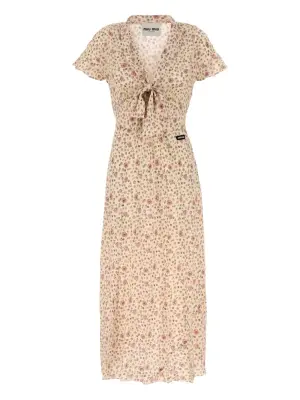 платье миди с завязками и цветочным принтом