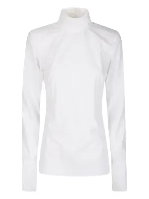 Поплиновая блузка с высоким воротником