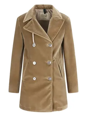 Двубортное бархатное пальто