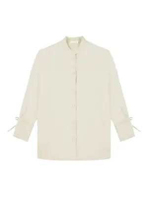 Льняная рубашка с завязками