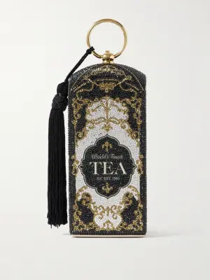 Сумка-клатч золотистого оттенка, украшенная кристаллами "Tea"