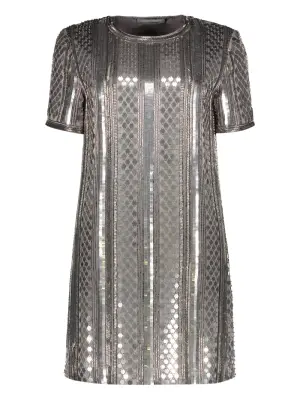 Платье мини с короткими рукавами и пайетками