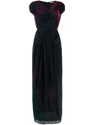 Плиссированное платье с эффектом металлик