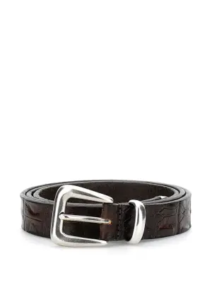 Ремень с тиснением под крокодила и пряжкой