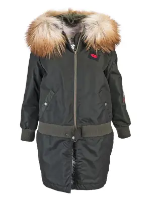 Пальто с капюшоном и искусственным мехом