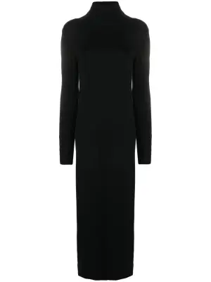 платье макси с высоким воротником