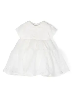 Платье из цветочного кружева с короткими рукавами