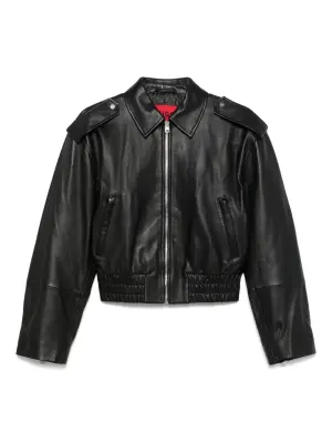 Кожаный бомбер