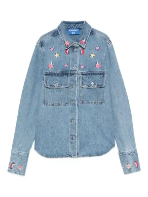 Джинсовая рубашка с цветочной вышивкой